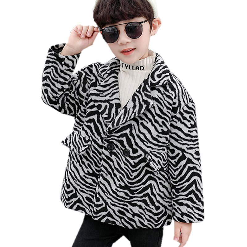 Chaqueta de lana de camuflaje con raya de tigre para niños y niñas, abrigo de mezcla, cálido, para invierno,