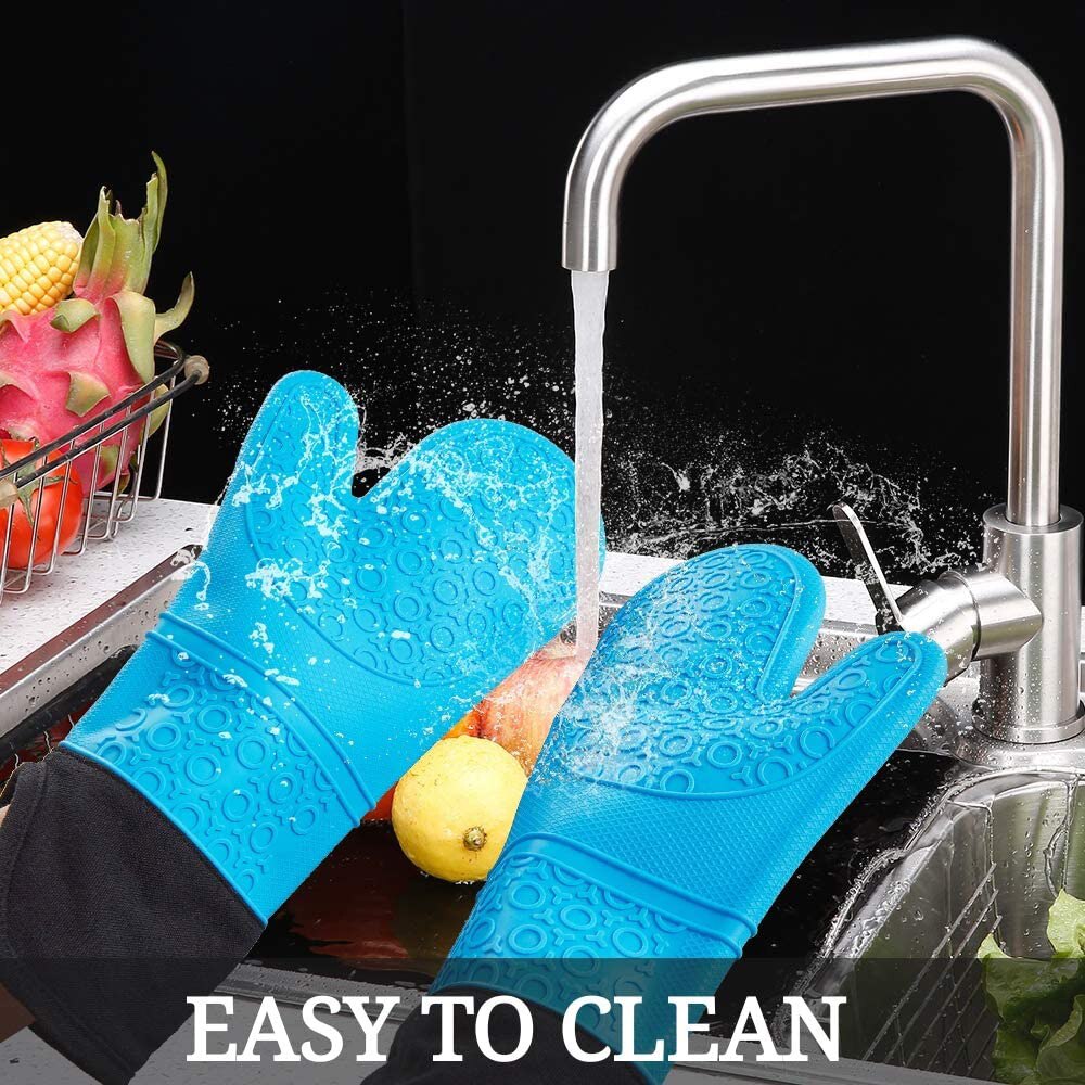 Doppel Schicht Backen Handschuhe Wärme-Beständig Silikon Handschuhe mit Baumwolle Küche Backofen Handschuhe Mikrowelle Handschuh Nicht-Unterhose Topf Halfter