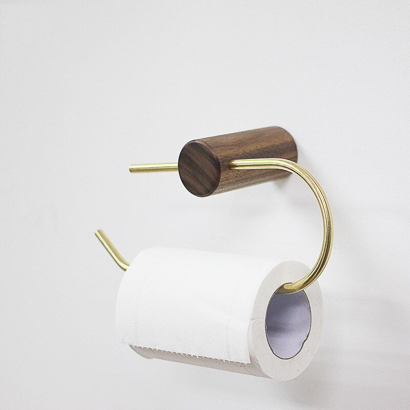 Nordic Bathroom Roll Holder Brass Solid Wood Wall Hanging Napkin Holder Gold Toilet Paper Towel Holder Kitchen storageshelf: B