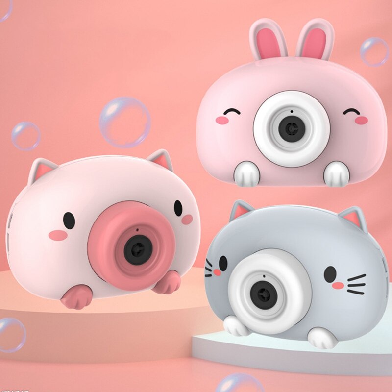 Cartoon Dier Automatische Bubble Machine Voor Lente Uitje Bubble Blazen Camera Muziek Speelgoed Kinderen Buiten Spel