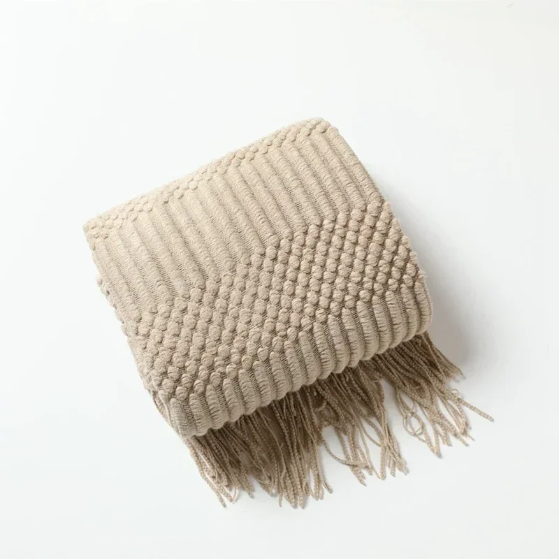 Weiße Boho-Überwurfdecken, strukturierte große Strickdecken, klobige Jahrgang-Luxus-Überwurf-Tagesdecke, Deckenbezug, Manta Para Sofá: 100x140cm / Grün