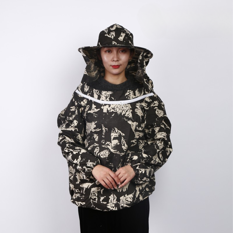 Protective Beekeeping Jacket Veil Smock Equipment Beekeeping Hat Sleeve Beekeeper Suit Apiculture Bee Dress: Dark Khaki