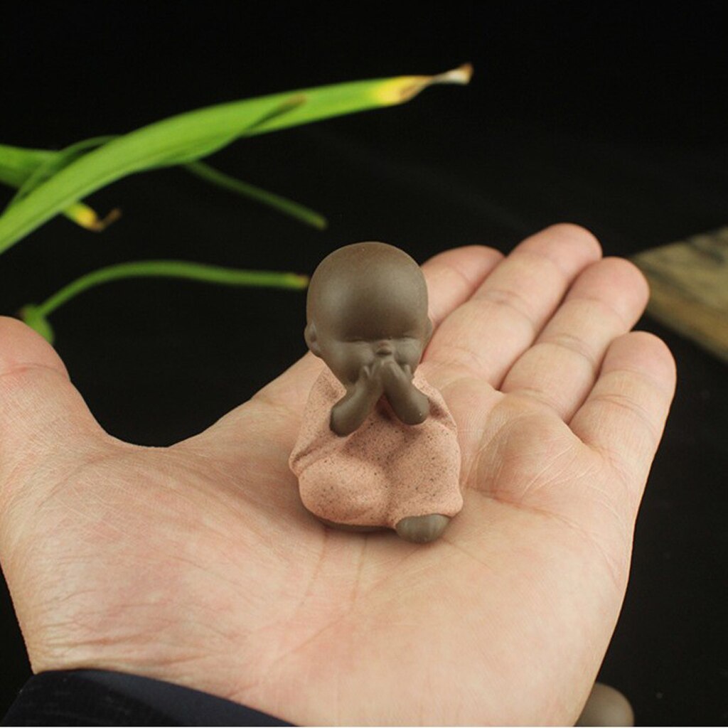 Estatua de Buda, té de monje, mascota para decoración de arena de jardín Zen, meditación, decoración de oficina y hogar, 3 uds.