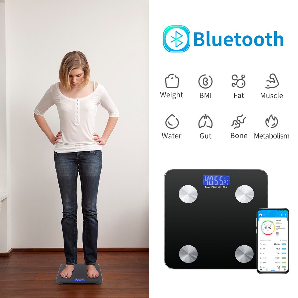Original Smart Body Fat Composition Scale 2 Bluetooth 5.0 Balance Test 13 Body Date BMI Health Weight Scale LED Display