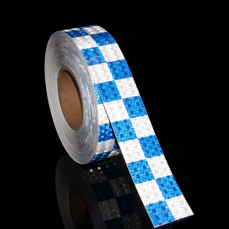 50M Reflektierende Material Band Aufkleber Sicherheit Warnband Reflektierende Film Auto Aufkleber 6 farben Weiß Gelb Orange verrotten Blau aufkleber: Blau-Weiß-geprüft