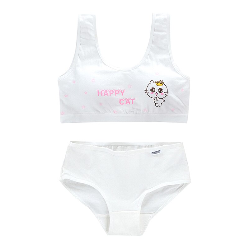 Girl Training Bras Puberty Young Girls Teenagers Student Camisole Vest Set Cotton Children Sport Underwear: W