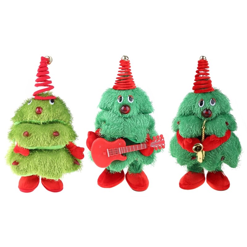 Kawaii Zingen Dansen Kerstboom Gevulde Speelgoed Elektrische Muziek Knuffel Pop Voor Kid Muziek Kerst Zingen Dansen