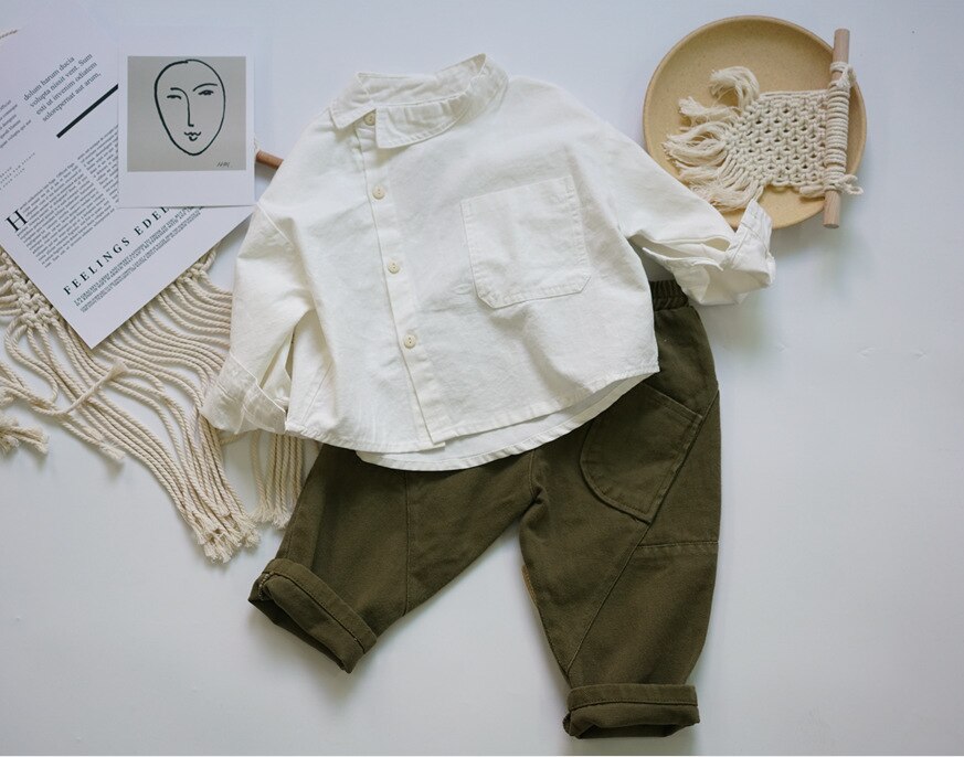Lente Peuter Meisjes Jongens Blouse Caual Linnen Clothings Baby Boy Shirt
