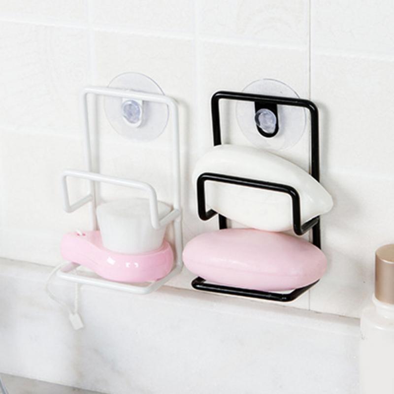 Metal Suction Cup Sink Drain Rack Wall Sucker Sponge Storage Drying Holder Kitchen Sink Soap Stand Dish Cloth Shelf Organizer