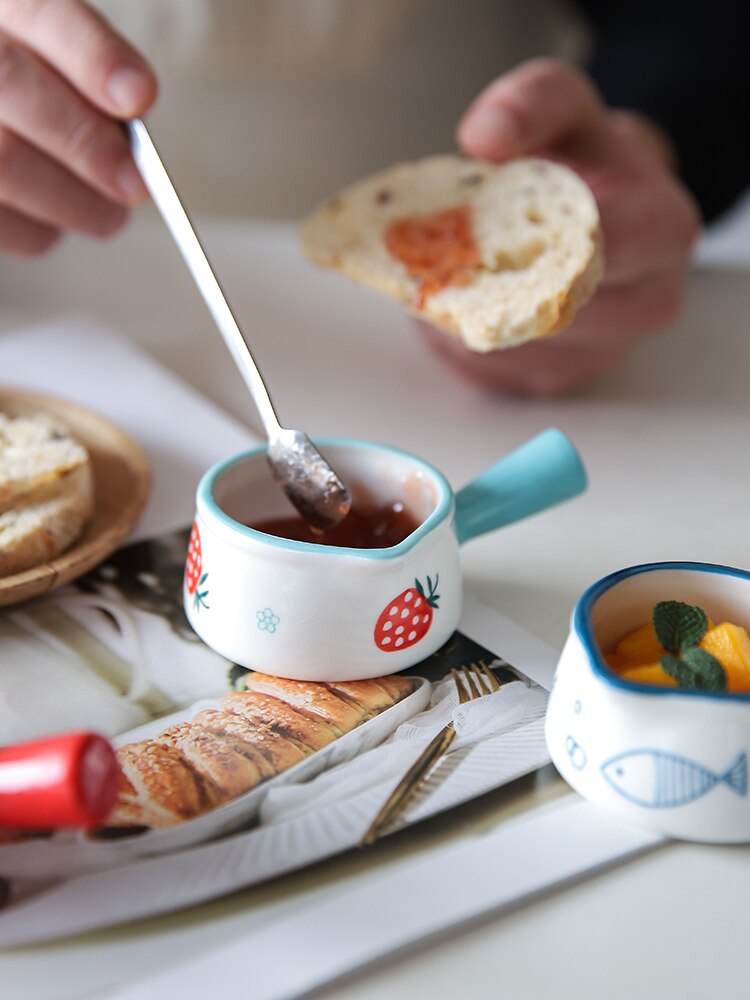 Sød japansk porcelæn lille mælkekande med hank suppeskål bøf western mad sauce bøtte håndmalet kaffe mælkedåse  la549