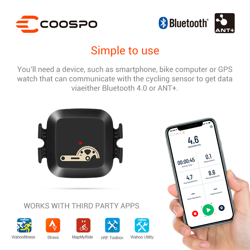 CooSpo Cadence Speed Rpm Sensor Bluetooth 4.0 ANT+ Road Bike Mtb Sensor For Wahoo Garmin Bike Computer