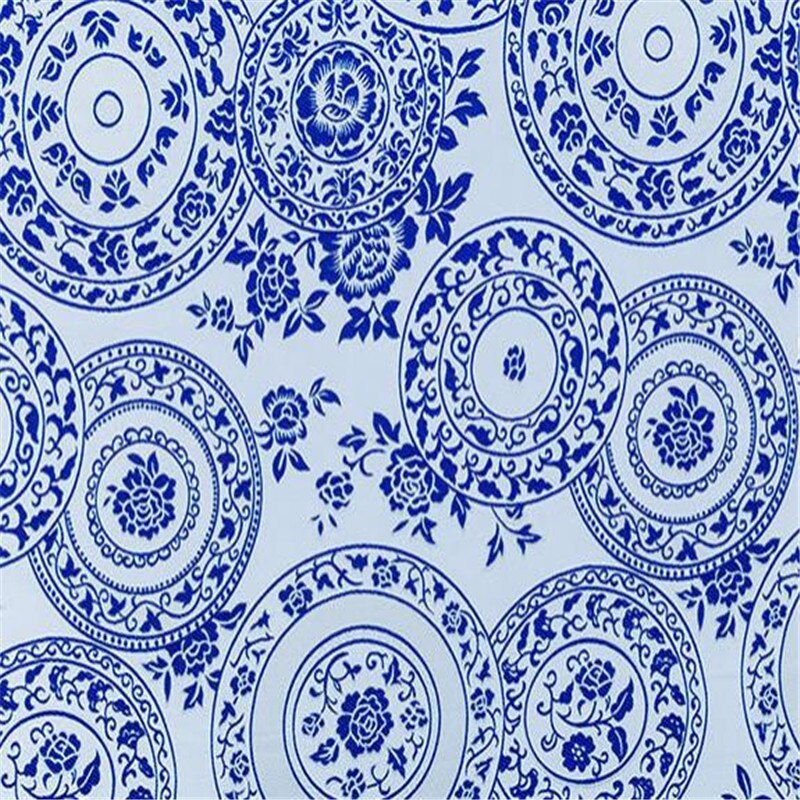 75 x 100cm blå og hvide porcelæn mønster brokade polyester jacquard stoffer til porcelænstøj: 2