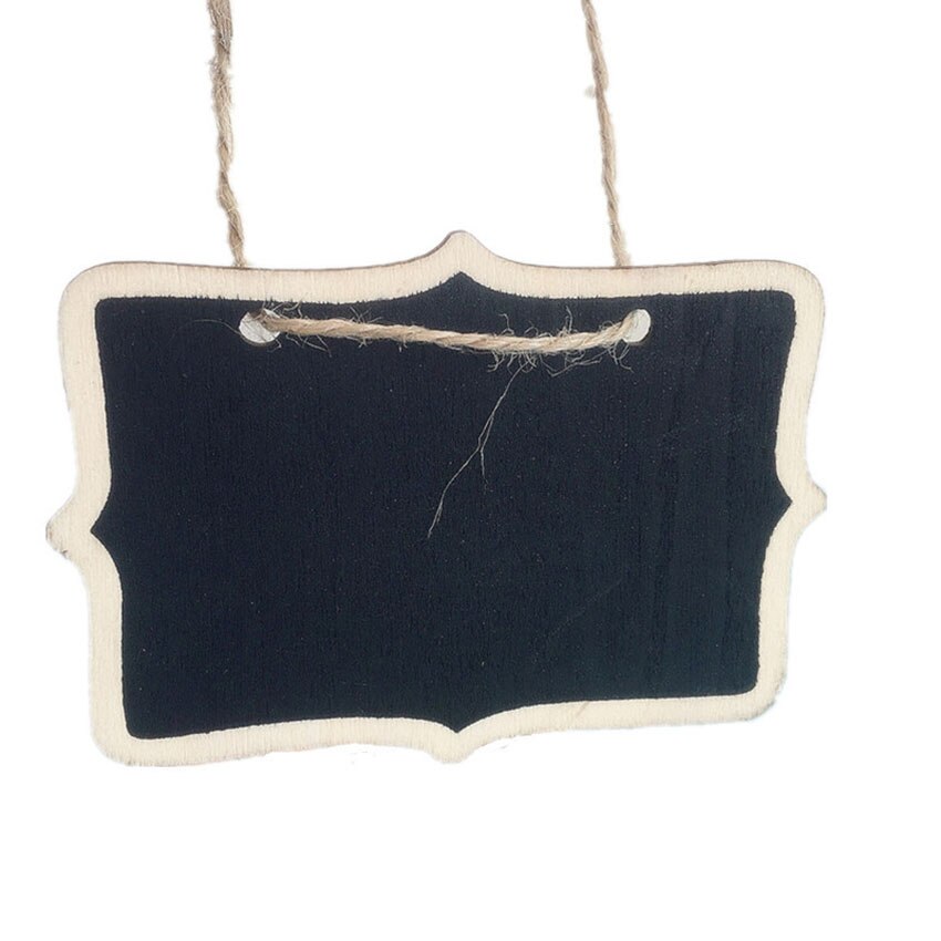 Minipizarra colgante de madera para decoración de cafetería, pizarra para Parque, adornos de jardinería con flores, 10 unids/lote: Wood color white