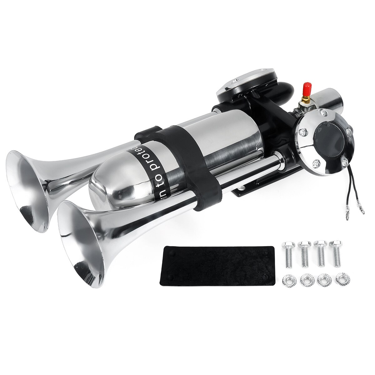 12V/24V 500DB Dual Trompet Elektrische Hoorn Luid Chrome Air Horn Speaker Kit Met Air Compressor Voor trein Vrachtwagen Vrachtwagen