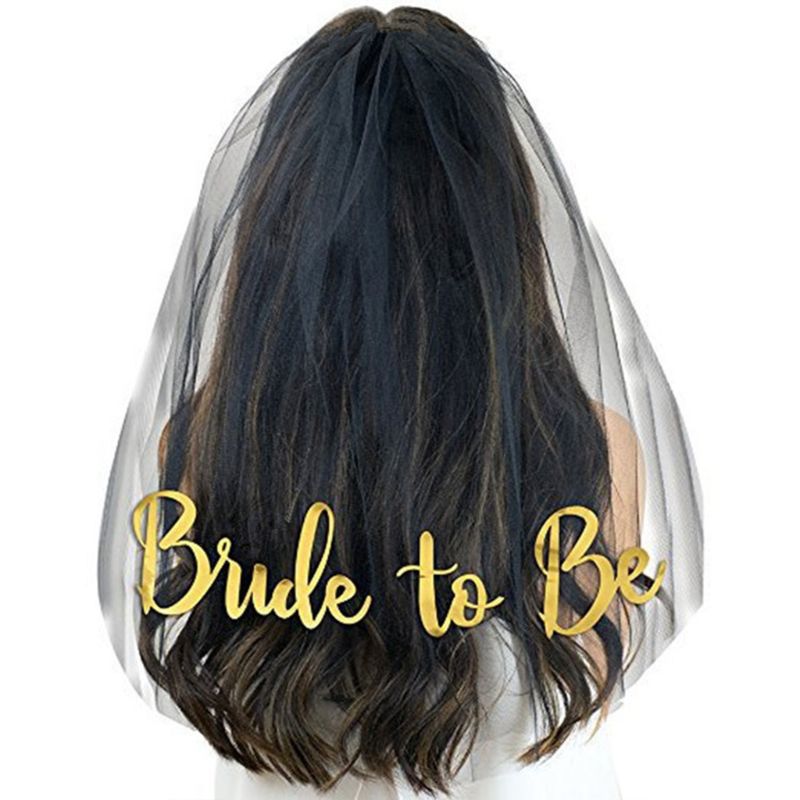 Polterabend guld print bride to be slør brude bruser forsyninger engagement dekoration høne nat tilbehør: Bk