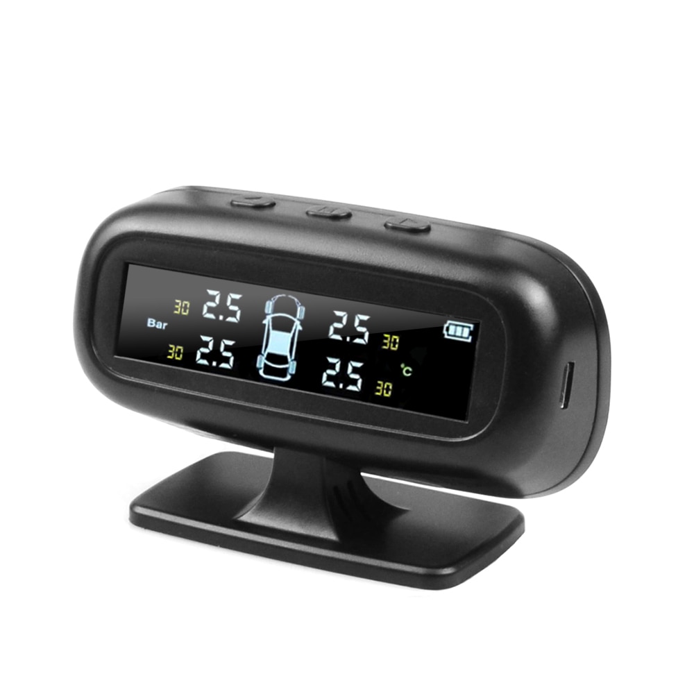 Solar Energy Smart Car TPMS Tire Pressure Monitoring System Digital LCD Display Auto Security Alarm Systems with Sensors