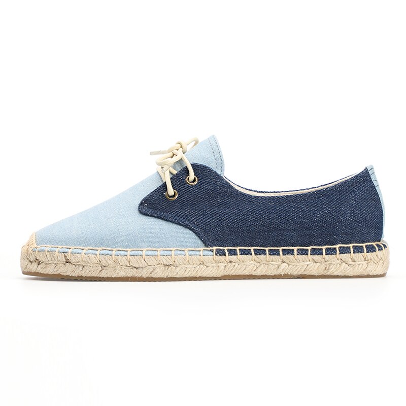 lente zomer Patchwork vrouwen platte lace up sneaker: Blauw / 5