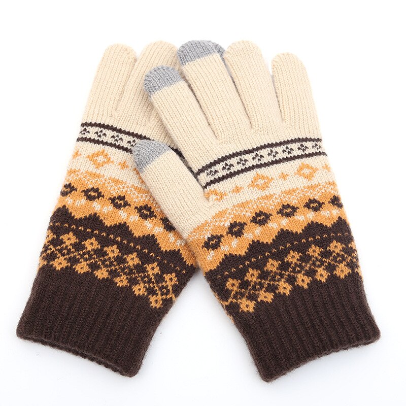 2022 vinter varme strikkede kashmir uld handsker mandlige håndled handsker snefnug mønster strikket fuld finger ski & amp; varm handske unisex: 2
