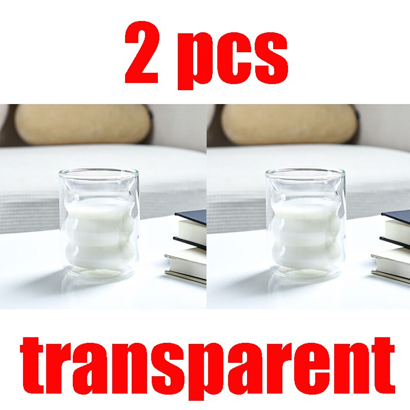 2pcs Color Spiral Glass Double Layer Cup Milk Cup Coffee Mousse Cup Glass Juice Cup Glass Drinkware Restaurant Household Bar: D