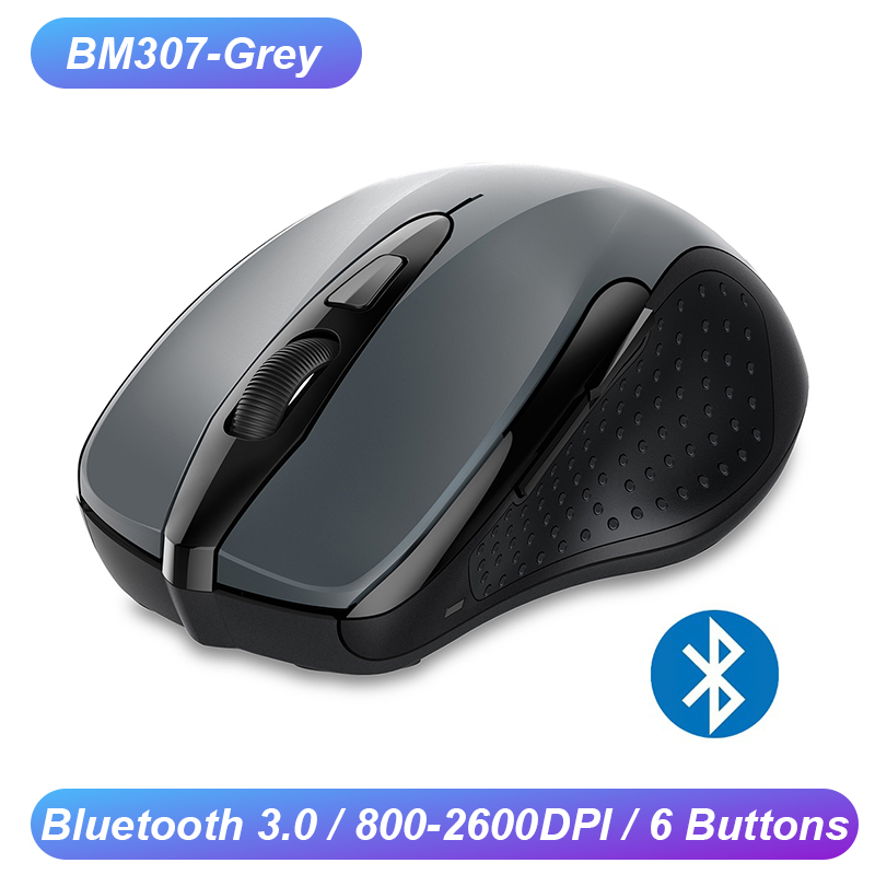 TeckNet Wireless Bluetooth Mouse 800/1200/1600/2000/2600 DPI Wireless Mouse Bluetooth For Laptop 24 Month Battery Life: BM307 Grey