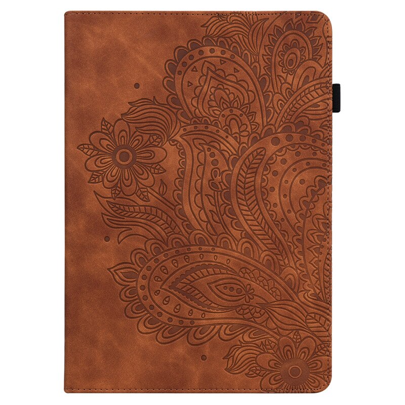 Tablet For Etui Samsung Galaxy Tab S2 9.7 Case Embossed Flower Leather Wallet Cover For Samsung Tab S2 T810 T813 T815 T819 Case: brown