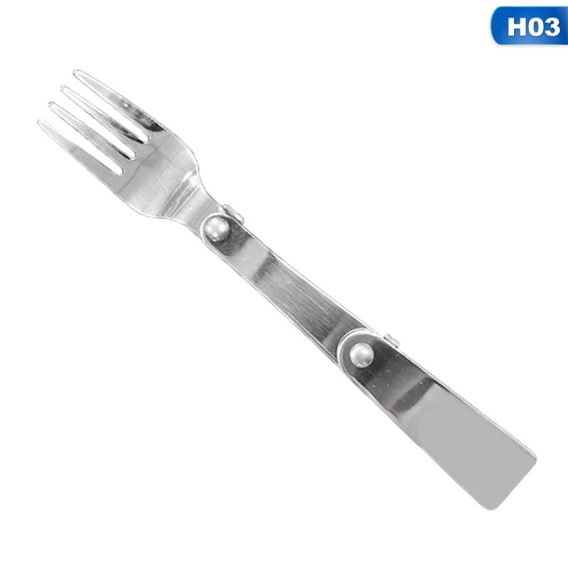 Camping Utensil Compact Stainless Pocket Spoon Fork Super Small Foldable Camping Travel Party Picnic Folding Pocket Spoon: 3