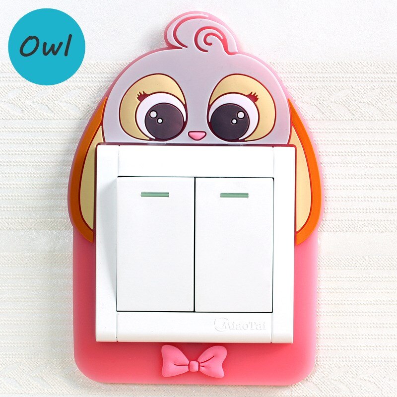3D Silicone On-off Switch Sticker Luminous Switch Wall Stickers Cute Cartoon Children Bedroom Fluorescent Switch Home Decoration: Owl