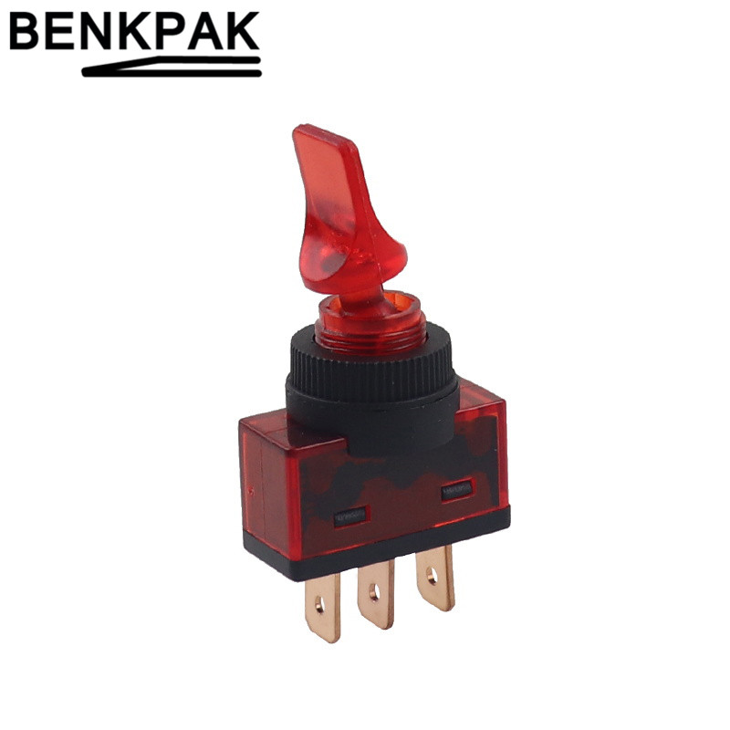 Interruptor de palanca automotriz de 3 pines ON-OFF con lámpara DC 12V 20A: Rojo