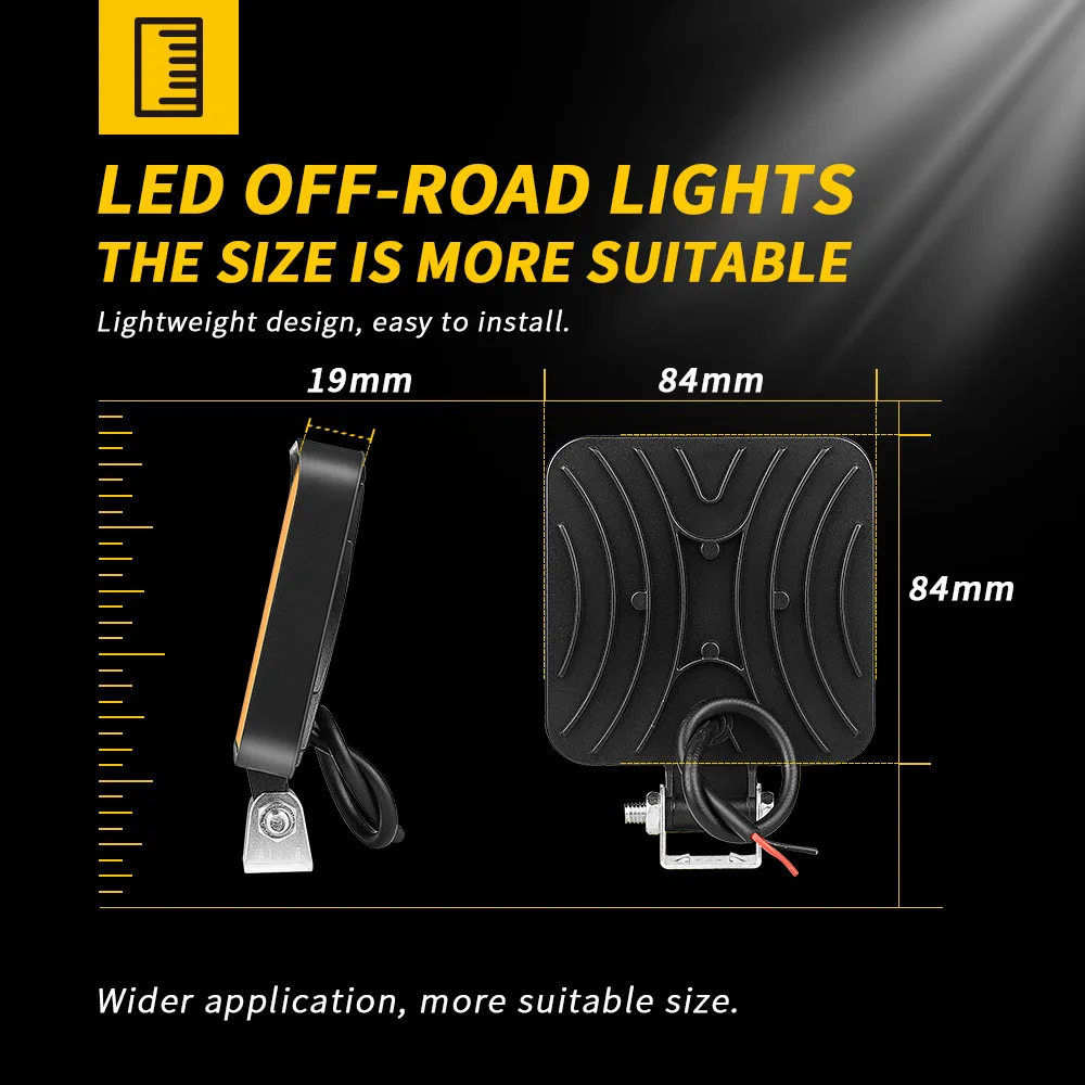 48w 16 . led højintensitets støvtæt arbejdslygte spotlight lastbil offroad traktor  ip65 stk. vandtæt 1200lm 12v 24v led arbejdslygte