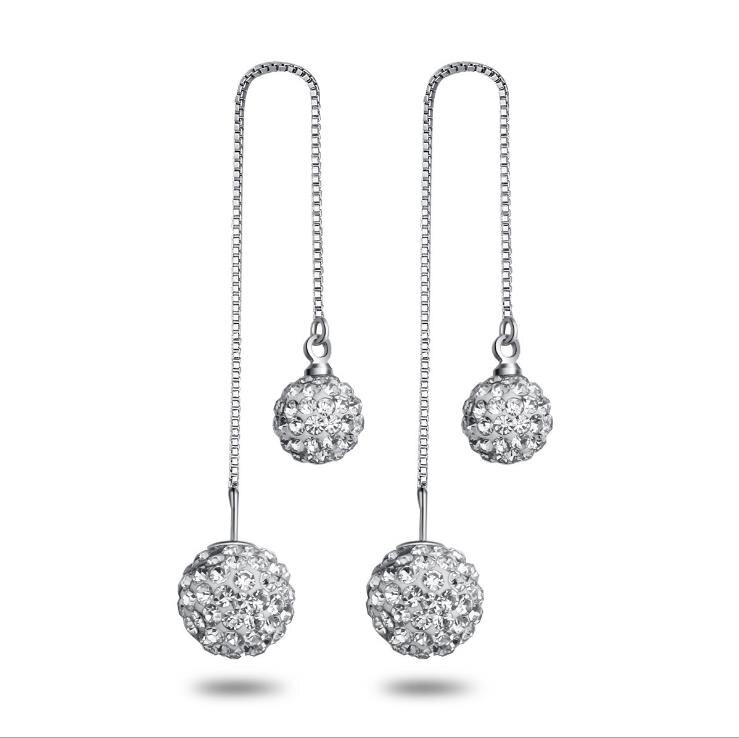 925 argent Sterling Shambhala Double boule longue goutte boucles d'oreilles pour les femmes bijoux d'anniversaire nouvelle offre spéciale 1Y212