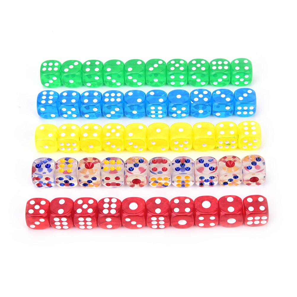 10pcs Acrylic Six Sided D6 Spot Dice for D TRPG Party Board Game Toys