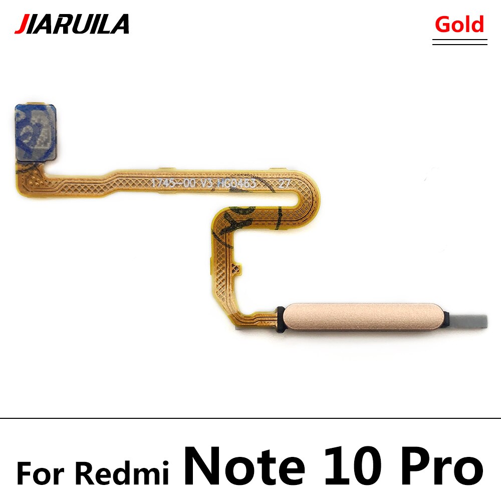Câble flexible de remplacement pour Xiaomi Redmi Note 10 Pro, 5G, bouton accueil, capteur d'empreinte digitale, identification tactile: Note 10 Pro Gold