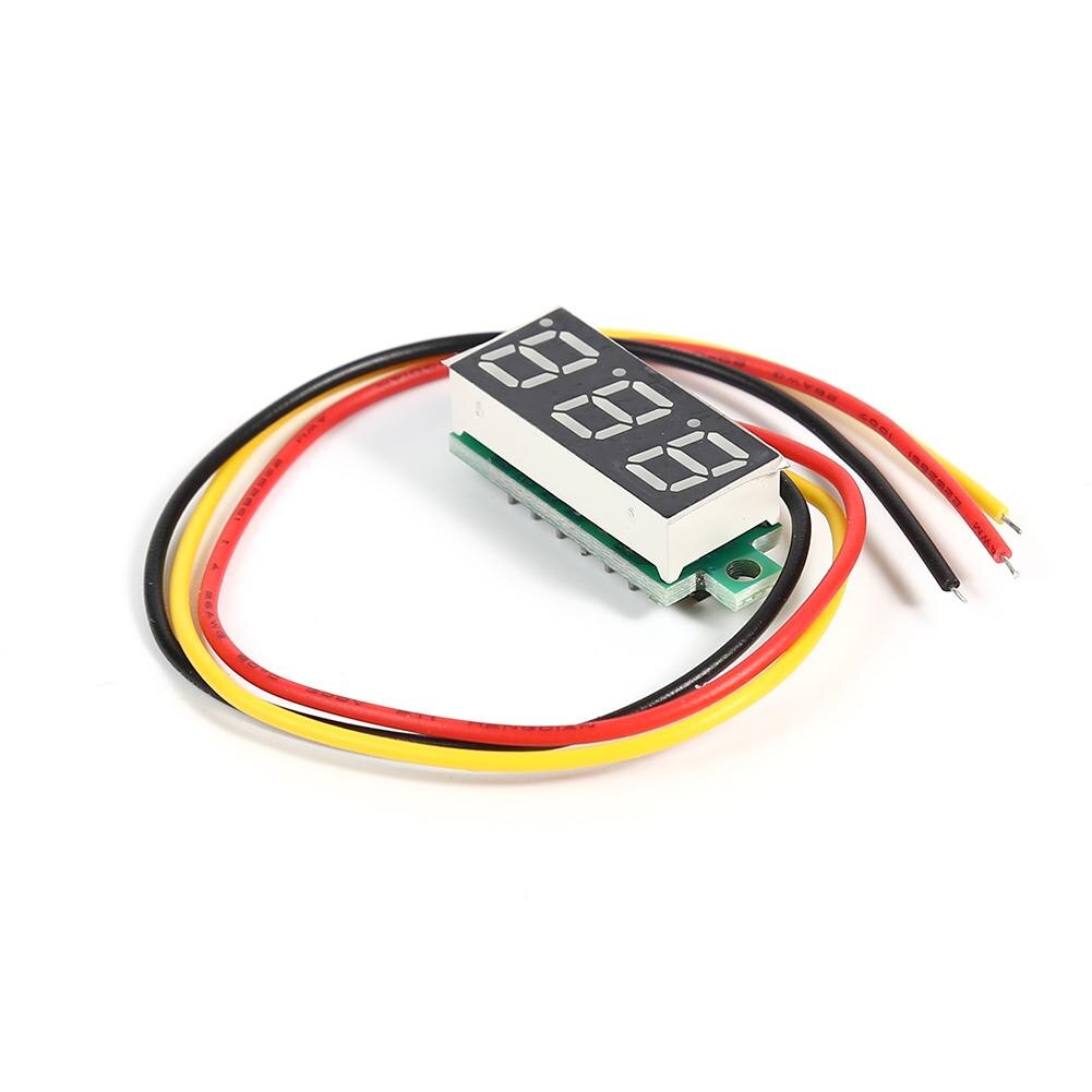Mini medidor de voltaje con pantalla LED de 3 cables, herramienta de voltímetro de 0-100V de CC, 0,28 pulgadas, 40v 4,0-2 cables de voltaje operativo, cable de 4,0-40V