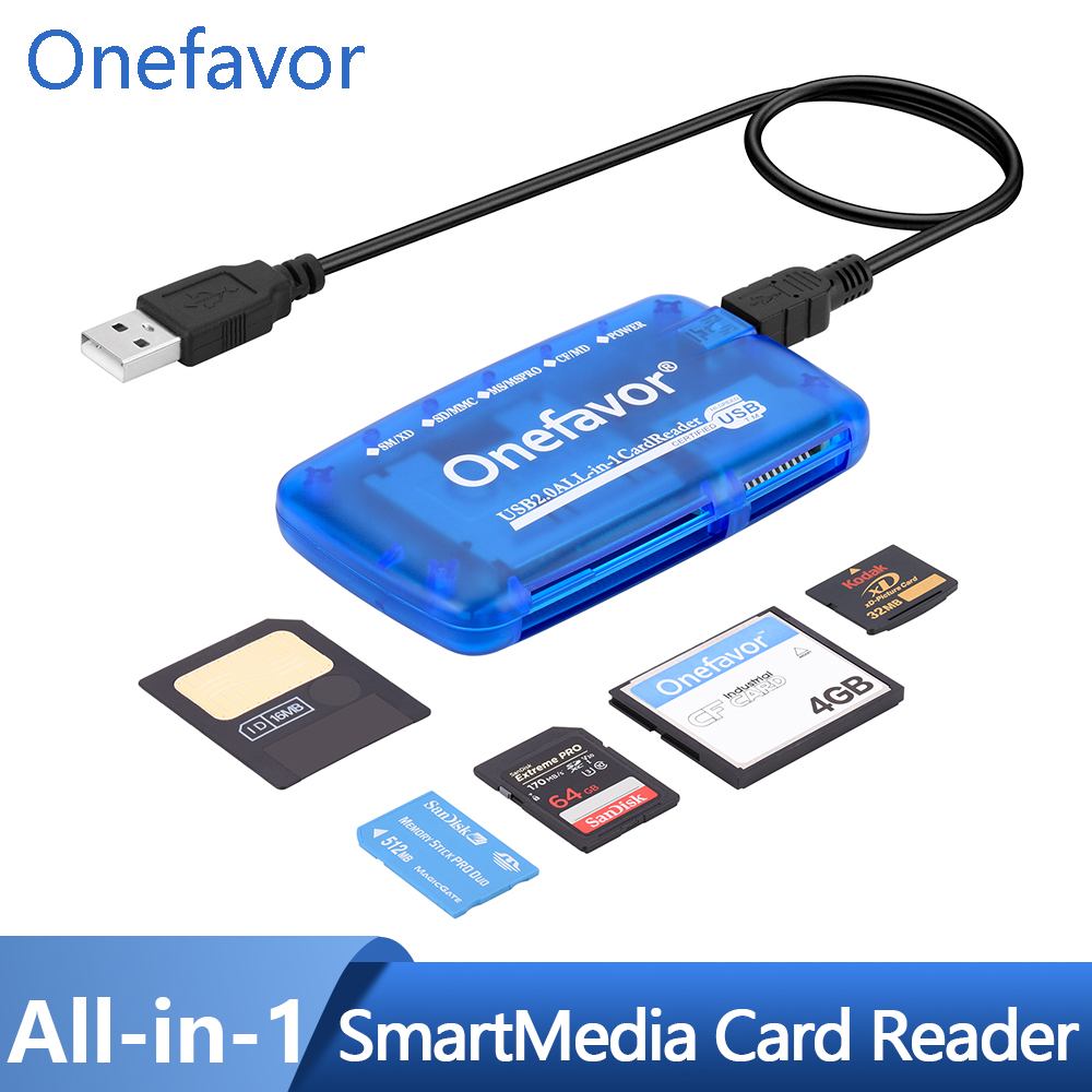 Portable Memory Card Reader SM Card Reader High Speed USB 2.0 All in One Cardreader Supply for SM SD MMC Memory Stick