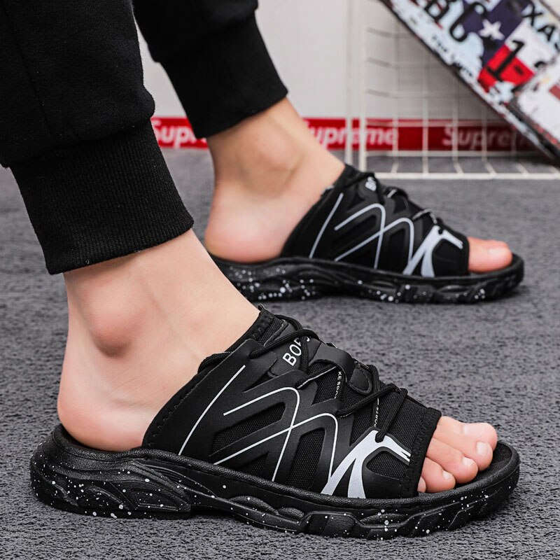Sommer Männer Strand Sandalen Lässig Atmungs Offene Schuhe Leichte draussen Mann Sandale Zapatos hombre Chaussure Homme: Schwarz / 8,5