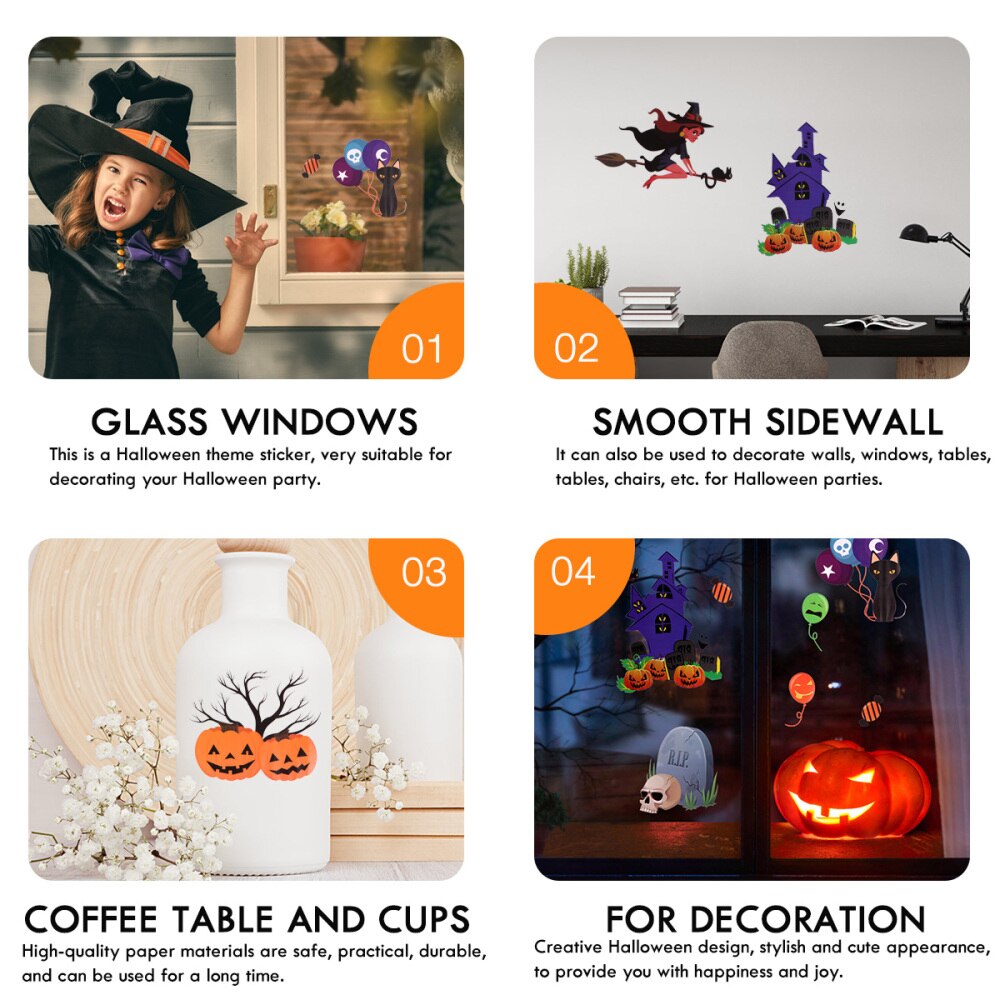2 kpl juhlakoristeita halloween-tarrat juhlarekvisiitta seinän näyteikkunaan