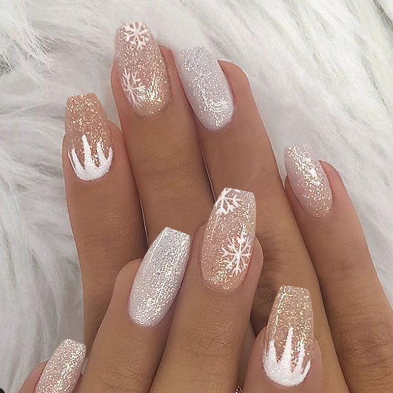 Faux ongles d'halloween pour les ongles, Nail Art, manucure, Nail Art, Nail Art, paillettes argentées dégradé, porter étanche, amovible à pression, avec des designs, 24 pièces/boîte: Default Title