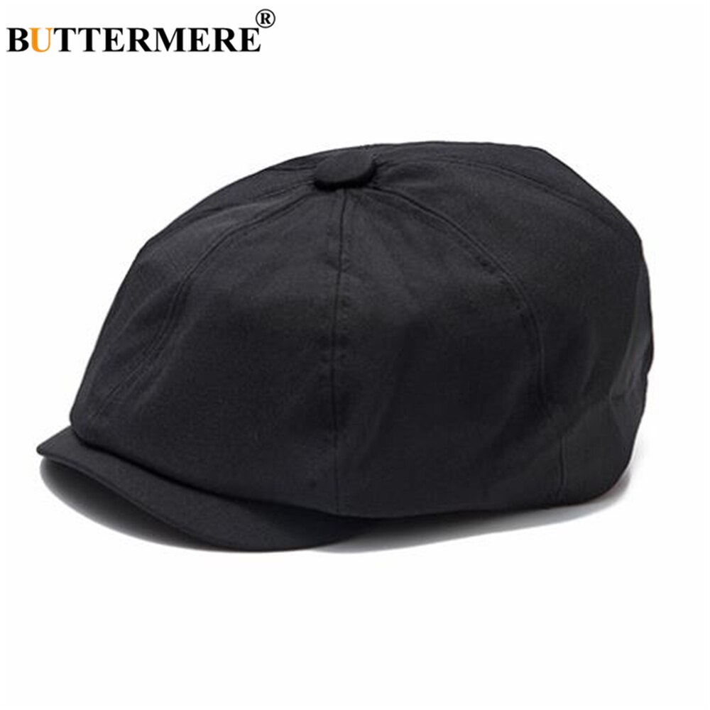 BUTTERMERE-Gorra Newsboy para hombre y mujer, boina Lisa Vintage, informal, negra y gris, para primavera y verano