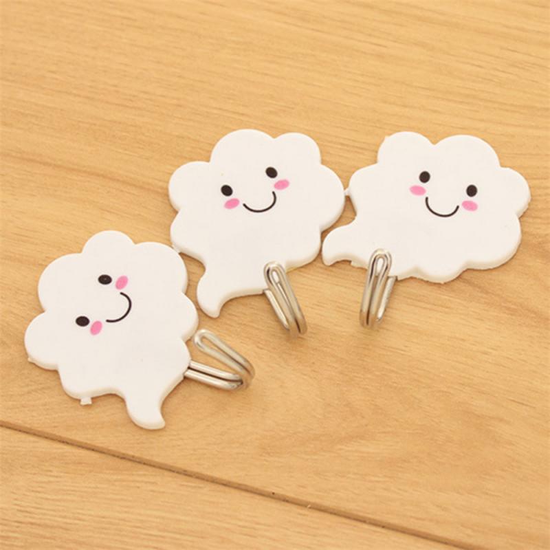 3Pcs Self-adhesive Hooks Bathroom Kitchen Clouds Hanger Stick On Wall Hanging Door Clothes Towel Holder Racks