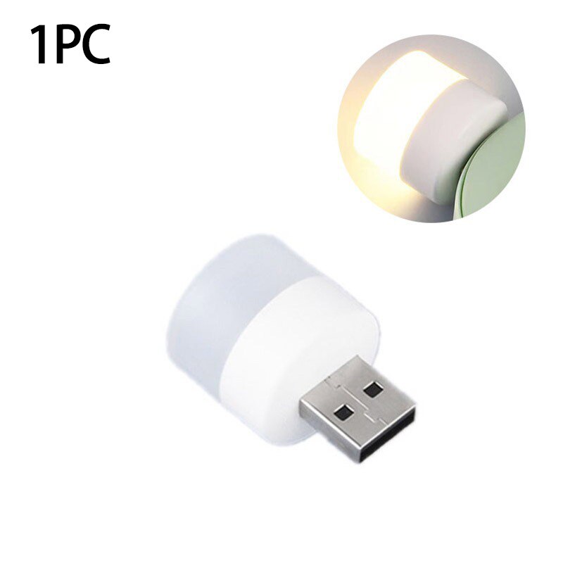 Usb Plug Lamp Computer Mobiele Power Opladen Usb Kleine Boek Lampen Led Oogbescherming Leeslamp Kleine Ronde Licht Nacht licht: Warm Light