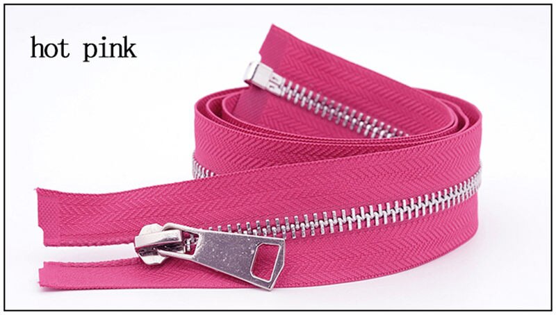 Meetee 5#  metal lynlås 85cm åben ende til jakke læder dun tøj lås tilbehør gør det selv syhåndværk  a3-10: Hot pink