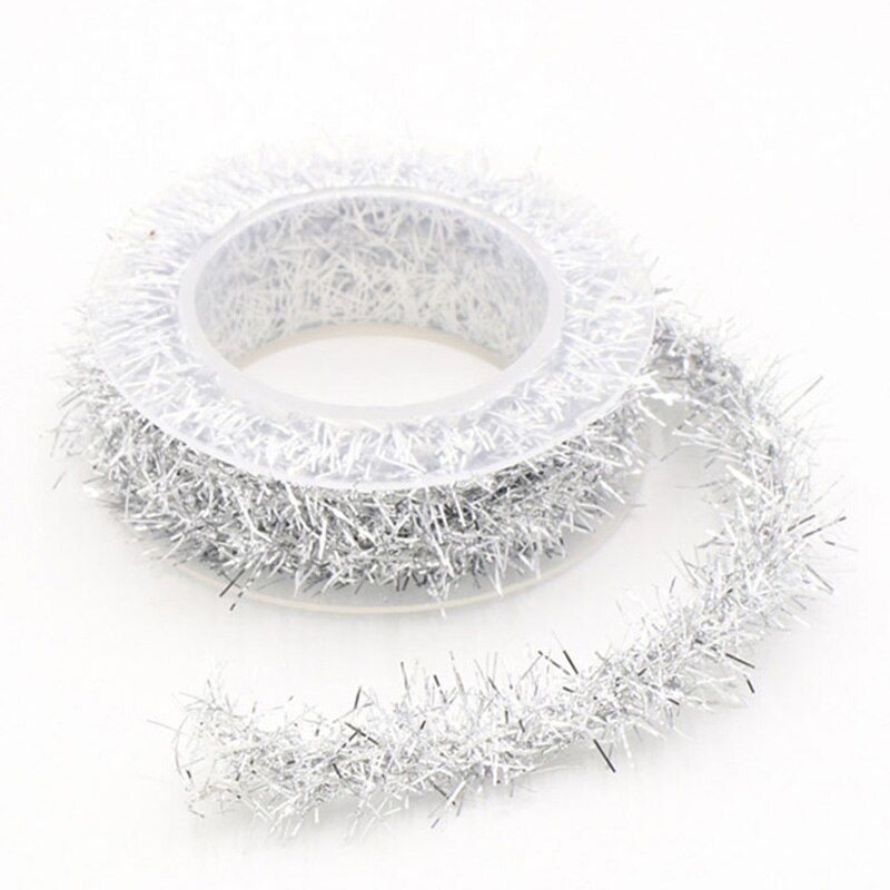 Cinta de alambre de Metal para decoración navideña, listón de imitación de alambre de Color, a cuadros, para Celebración de árbol de Navidad, 3 m/rollo: Silver