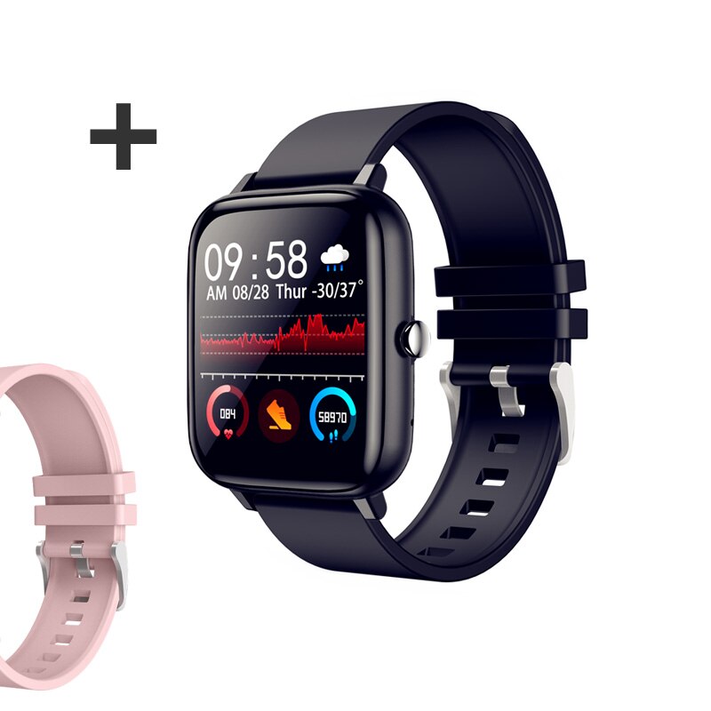 Smart Horloge Mannen Custom Dial Bluetooth Call Sport Fitness Armband IP67 Waterproo Muziek Controle Full Touch Horloge Smartwatch Vrouwen: Add a pink strap