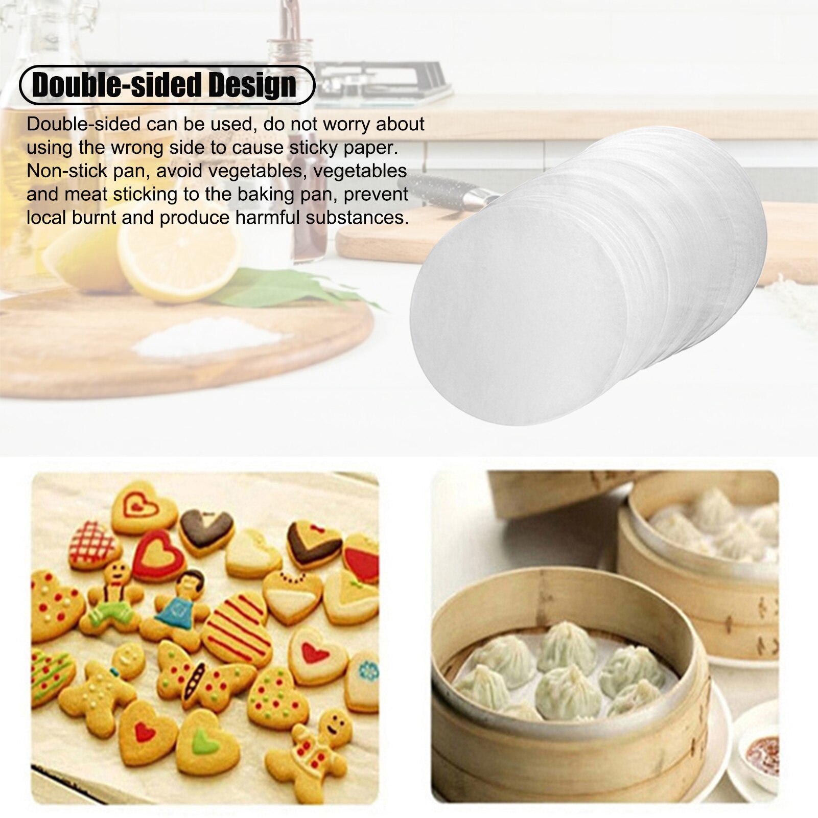 500Pcs Baking Silicone Oil Paper Safe Non-stick Double-sided Cooking For Baking Bread Pastries Biscuits Cakes Cupcakes