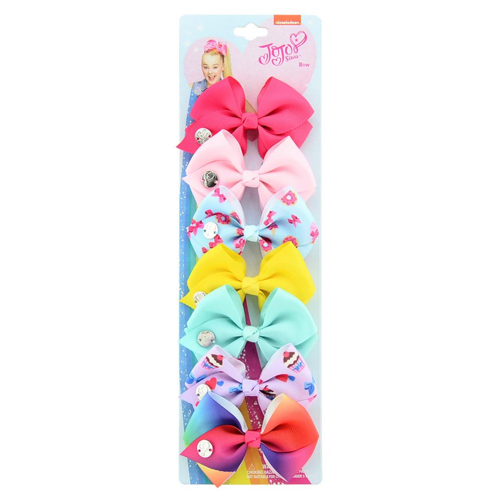 7 Stuks/set Jo Bows Siwa Regenboog Gedrukt Knoop Lint Boog Voor Meisjes Handgemaakte Boutique Haar Clip Kinderen Haaraccessoires: 1