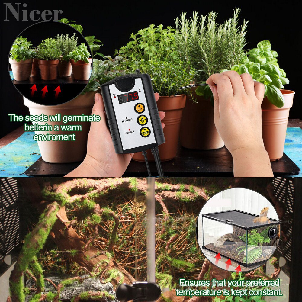 Temperature And Humidity Control Regulator Digital Display Sensor Plant Crawler Heating Pad Temperature Controller Instrument