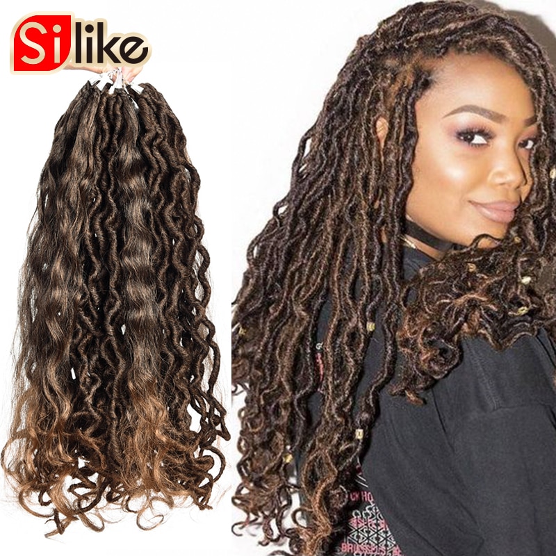 18 Inch Boho Locs Crochet Braiding Hair Handmade Dreads Faux Locs with Curl Ends Synthetic Bohemian Hair for Women