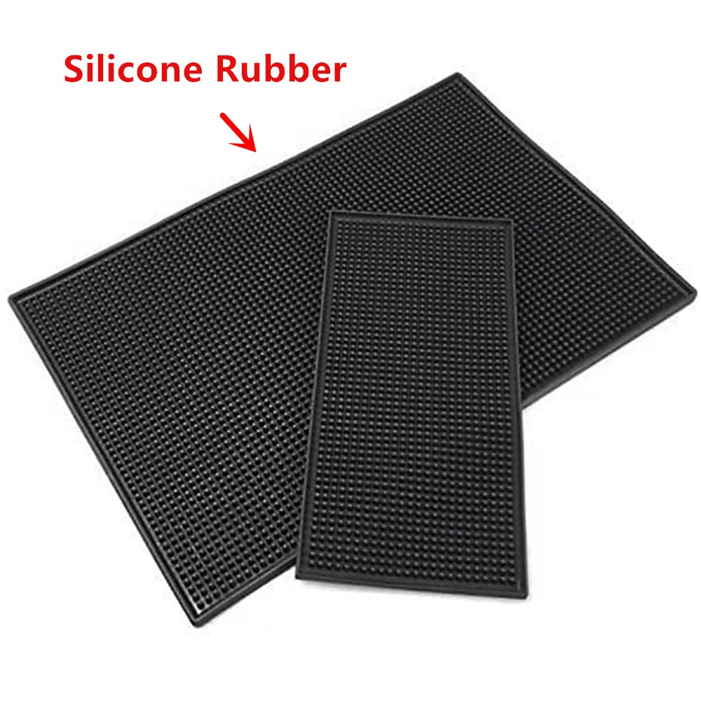 1 stuk antislip rubberen barmat pvc onderzetter zwarte keuken placemat rechthoek waterdicht bier whisky bar accessoires