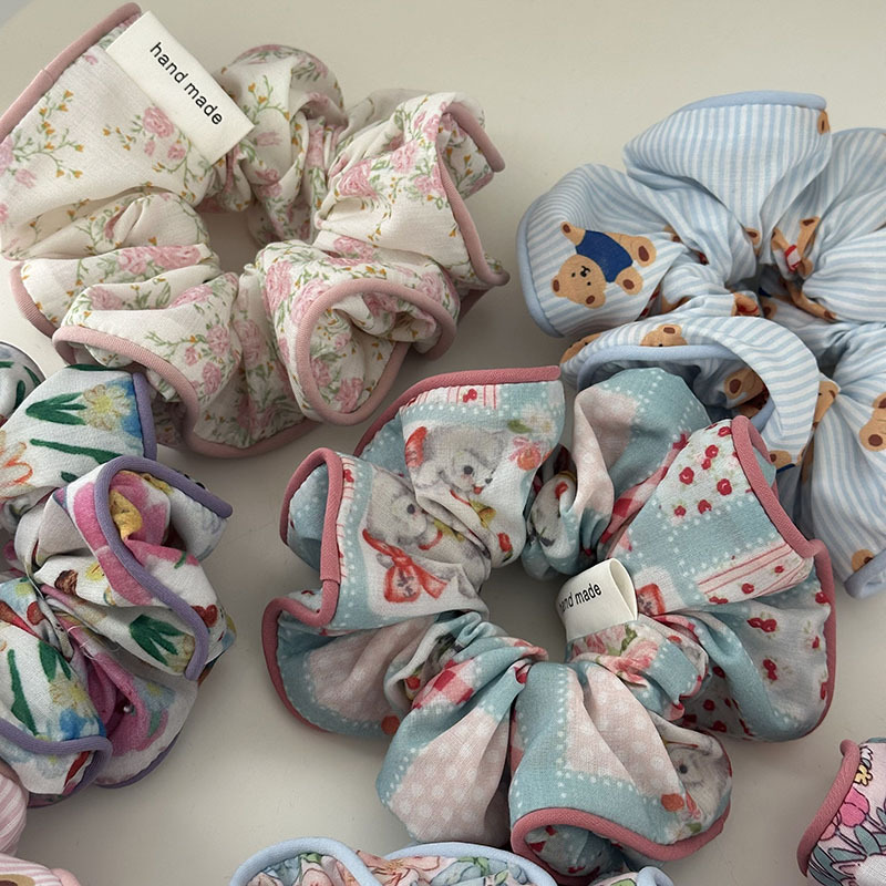 Ins Floral Dieren Patroon Elastisch Haar Scrunchies Stof Headrope Haaraccessoires