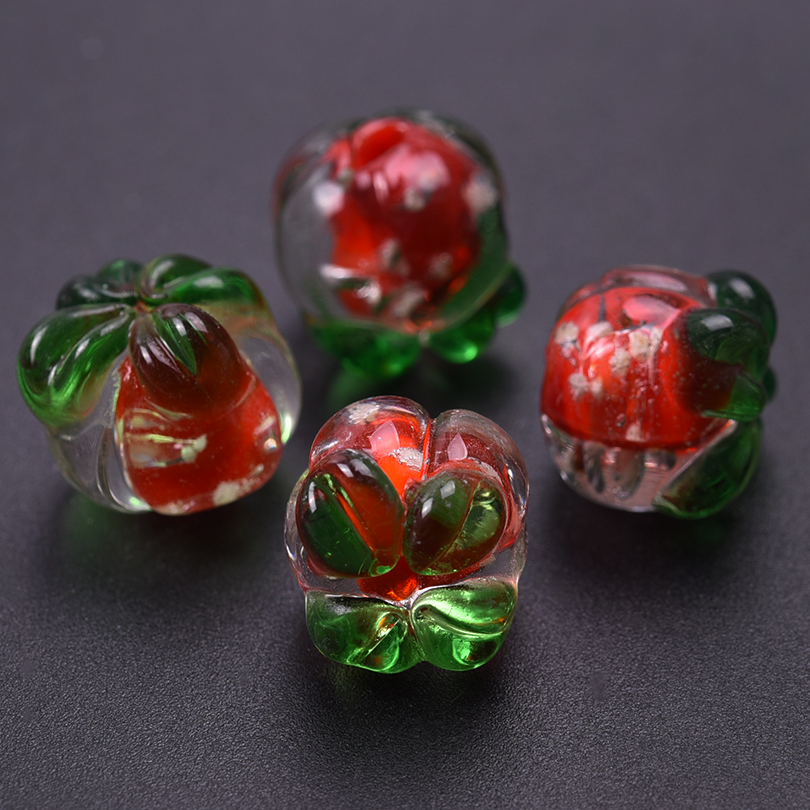 Fargerike 10 stk. glass jordbær persimmon druer perler spacer charms fruktperler øredobber tilbehør glass gjør-det-selv smykker armbånd: Blå